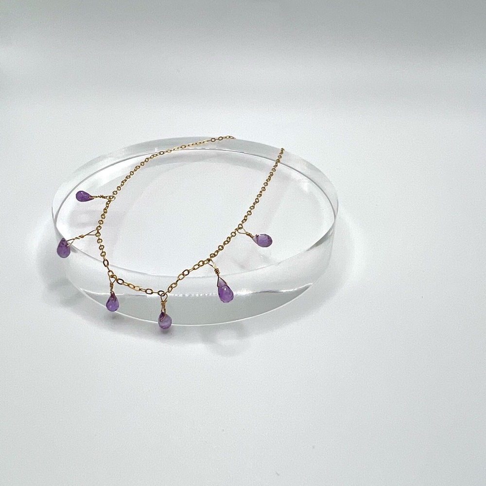 14k Gold Filled Amethyst Anklet